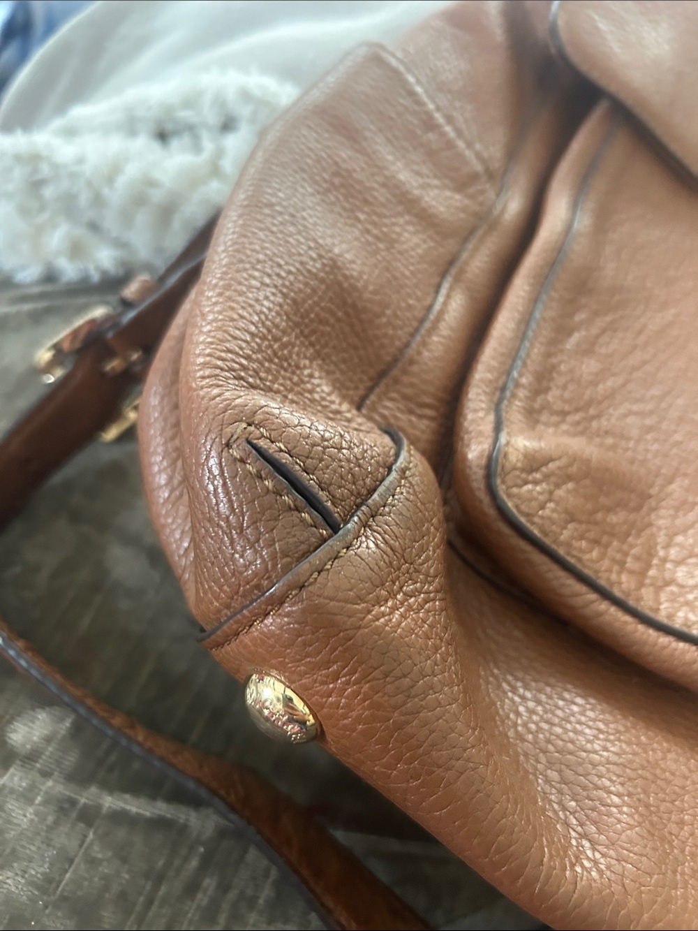 Michael Kors Sloan X-Large Leather Satchel Handbag Brown Luggage Top Handle Tote - Picture 4 of 14